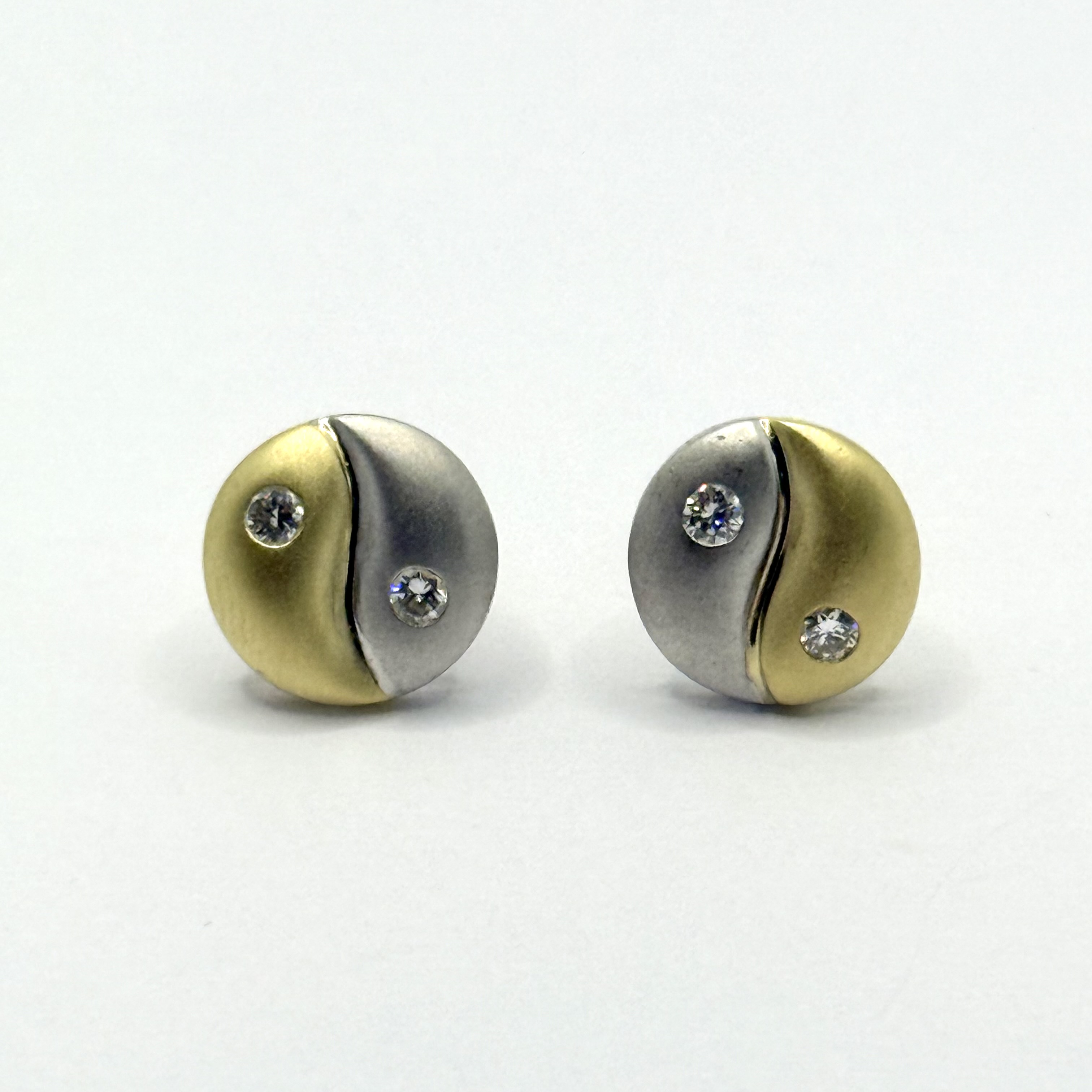 585/1 Paar Bi-Color Ohrstecker mit Brill. ca0,10ct 3,85gr