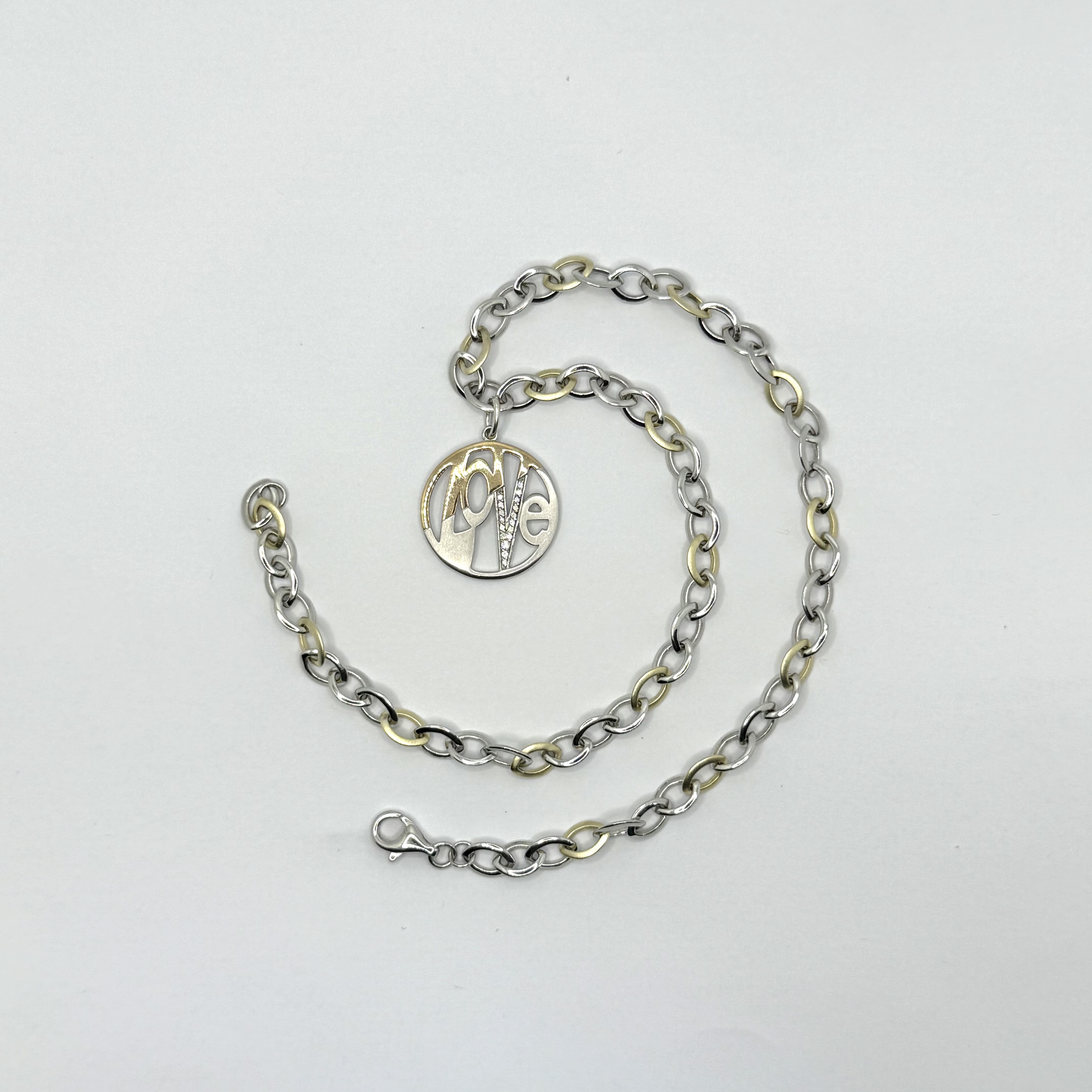 925Ag/ 1 Collier teils verg. 44cm mit 1 Anhänger mit Fbst 22,08gr