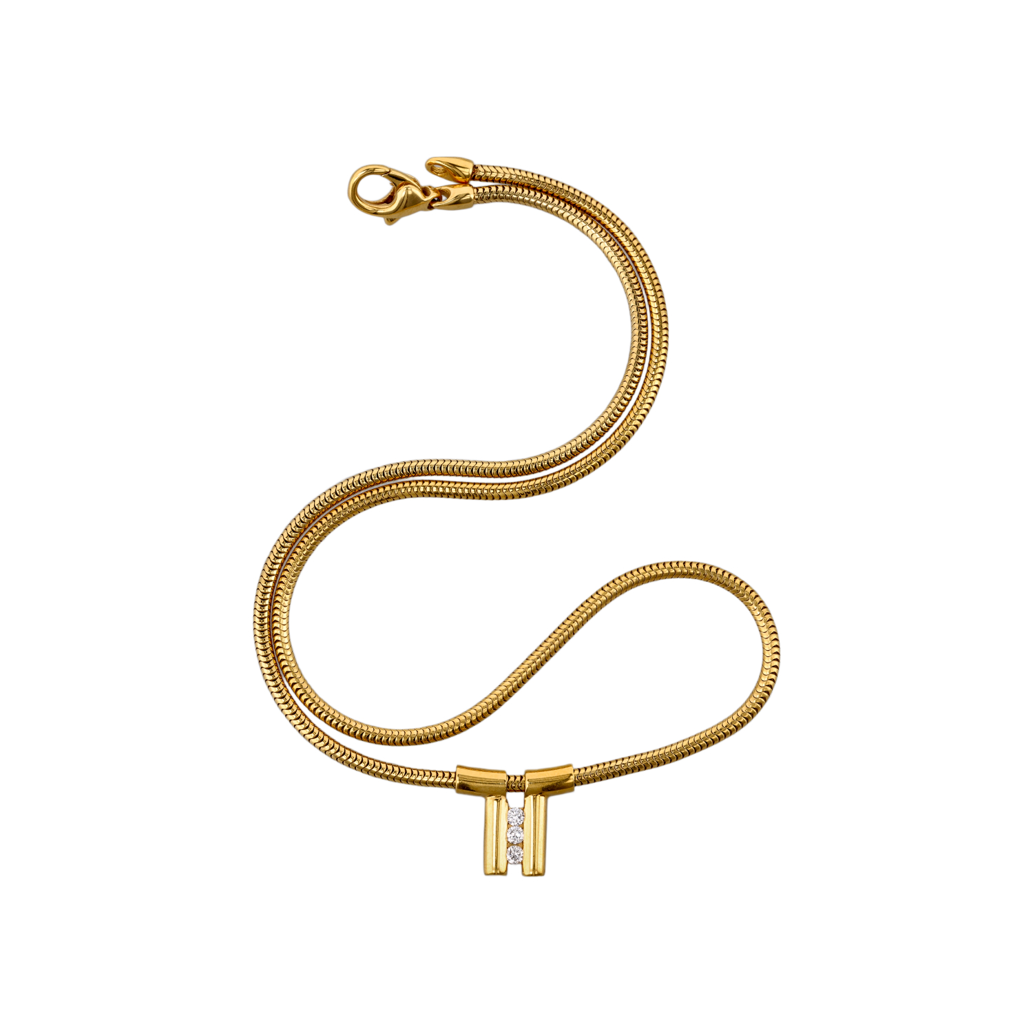 585/ 1 Collier 43,5cm mit 3 Brillianten zusammen ca 0.15ct 18,37gr