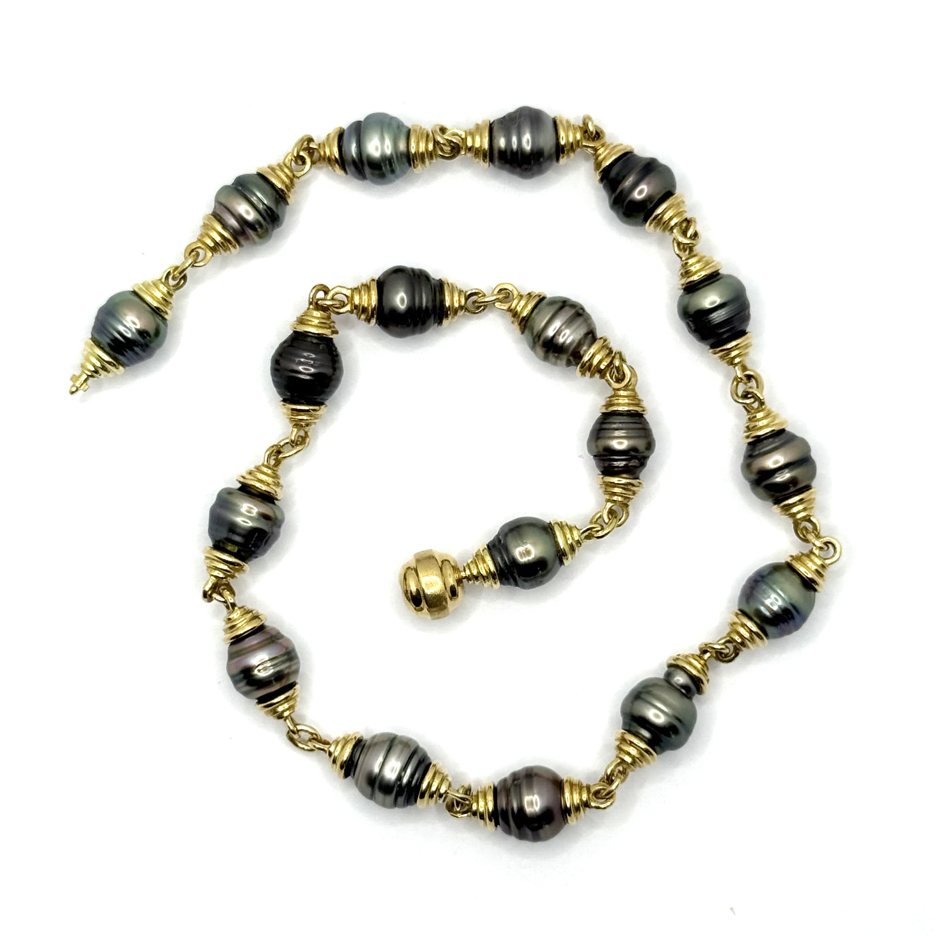 750/ 1 Collier mit Tahiti Perlen mit Zert 42,5cm 57,62gr